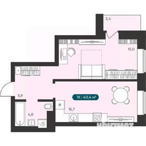 1-к квартира, вторичка, 40м2, 10/25 этаж