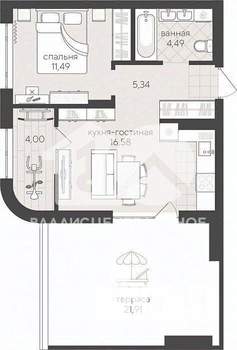 1-к квартира, вторичка, 64м2, 7/7 этаж