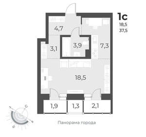 Студия квартира, вторичка, 38м2, 9/17 этаж