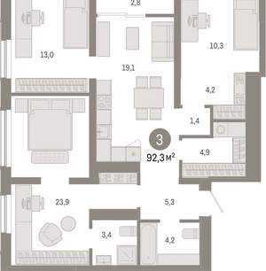 3-к квартира, вторичка, 92м2, 11/15 этаж