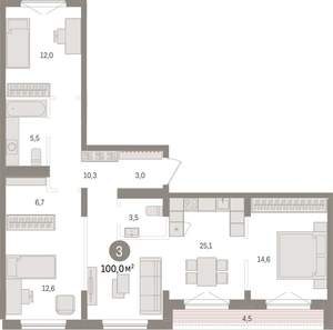 3-к квартира, вторичка, 100м2, 8/15 этаж