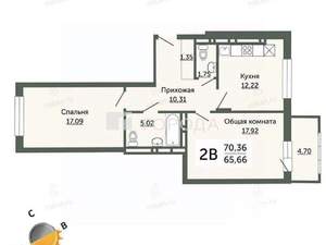 3-к квартира, вторичка, 70м2, 21/25 этаж