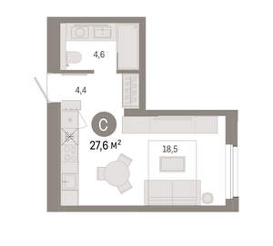 Студия квартира, вторичка, 28м2, 4/24 этаж