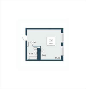 Студия квартира, вторичка, 35м2, 16/25 этаж