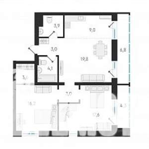 3-к квартира, вторичка, 80м2, 1/18 этаж