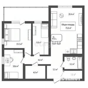 3-к квартира, вторичка, 74м2, 4/17 этаж