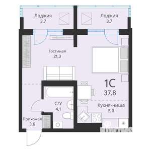 Студия квартира, вторичка, 38м2, 15/16 этаж