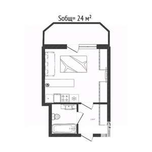 Студия квартира, вторичка, 24м2, 7/17 этаж