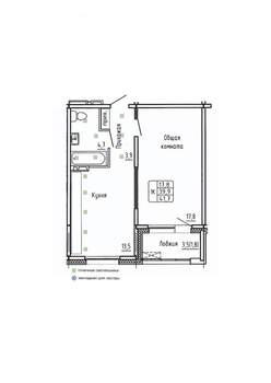 1-к квартира, вторичка, 42м2, 3/14 этаж