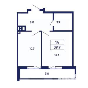 1-к квартира, вторичка, 40м2, 13/14 этаж