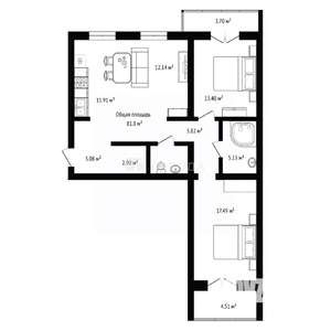 3-к квартира, вторичка, 81м2, 4/9 этаж