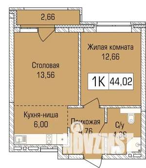 1-к квартира, сданный дом, 44м2, 6/9 этаж