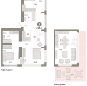 3-к квартира, вторичка, 129м2, 23/23 этаж