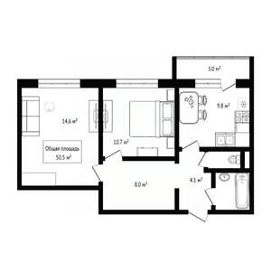 2-к квартира, вторичка, 51м2, 2/18 этаж