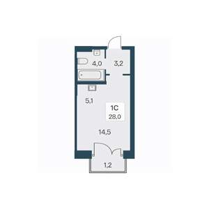 Студия квартира, вторичка, 28м2, 21/30 этаж