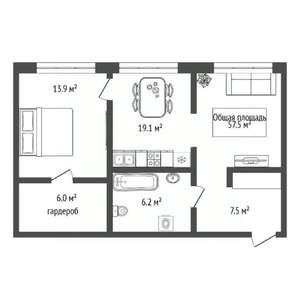 2-к квартира, вторичка, 59м2, 19/24 этаж