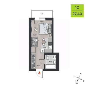 Студия квартира, вторичка, 29м2, 6/21 этаж