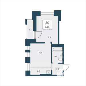 2-к квартира, вторичка, 45м2, 5/23 этаж