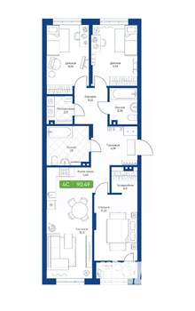 4-к квартира, вторичка, 90м2, 15/22 этаж