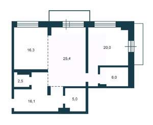 2-к квартира, вторичка, 91м2, 4/6 этаж