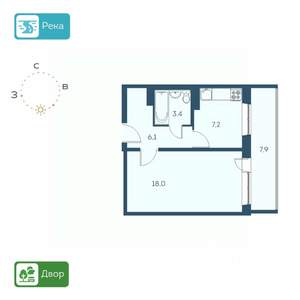 1-к квартира, строящийся дом, 39м2, 3/17 этаж