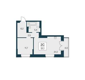 2-к квартира, вторичка, 51м2, 28/30 этаж