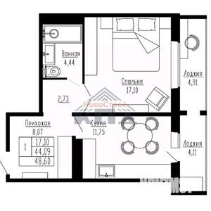 1-к квартира, вторичка, 49м2, 16/16 этаж