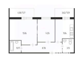 2-к квартира, вторичка, 50м2, 12/17 этаж