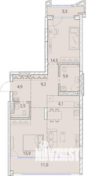 3-к квартира, вторичка, 88м2, 8/25 этаж