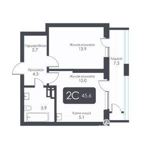 2-к квартира, вторичка, 46м2, 14/30 этаж