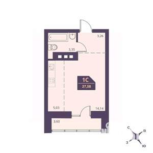 Студия квартира, вторичка, 28м2, 10/24 этаж