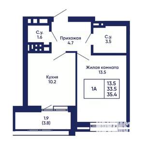 1-к квартира, вторичка, 35м2, 11/14 этаж