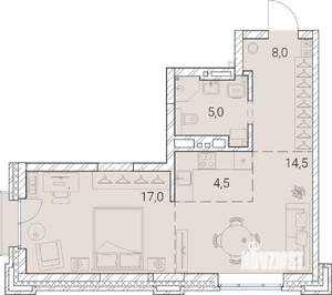2-к квартира, вторичка, 49м2, 17/25 этаж