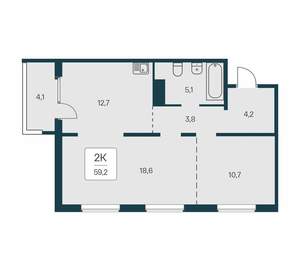 2-к квартира, вторичка, 59м2, 13/17 этаж