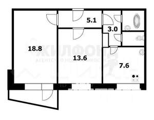2-к квартира, вторичка, 52м2, 9/9 этаж