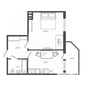 1-к квартира, вторичка, 36м2, 4/25 этаж