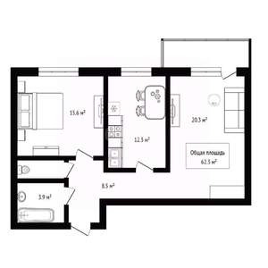 2-к квартира, вторичка, 62м2, 6/17 этаж