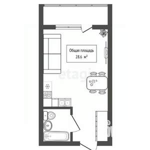 Студия квартира, вторичка, 29м2, 16/19 этаж