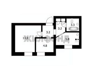 2-к квартира, вторичка, 34м2, 1/3 этаж