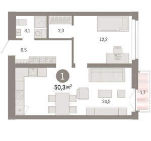 1-к квартира, вторичка, 50м2, 10/23 этаж