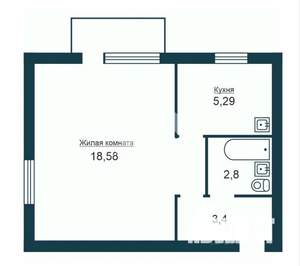 1-к квартира, вторичка, 31м2, 5/5 этаж
