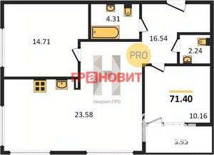 2-к квартира, вторичка, 71м2, 2/29 этаж