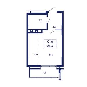 Студия квартира, вторичка, 25м2, 13/14 этаж