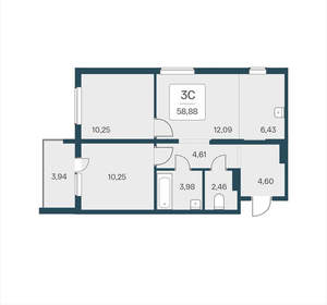 3-к квартира, вторичка, 59м2, 11/17 этаж
