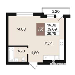 1-к квартира, вторичка, 40м2, 2/10 этаж