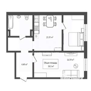 2-к квартира, вторичка, 59м2, 8/10 этаж