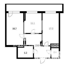 3-к квартира, вторичка, 66м2, 25/25 этаж