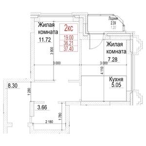 1-к квартира, вторичка, 36м2, 14/21 этаж