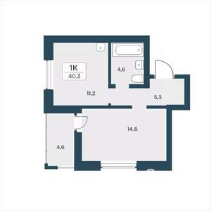 1-к квартира, вторичка, 40м2, 6/18 этаж