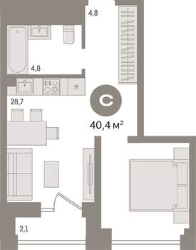 Студия квартира, вторичка, 41м2, 13/30 этаж